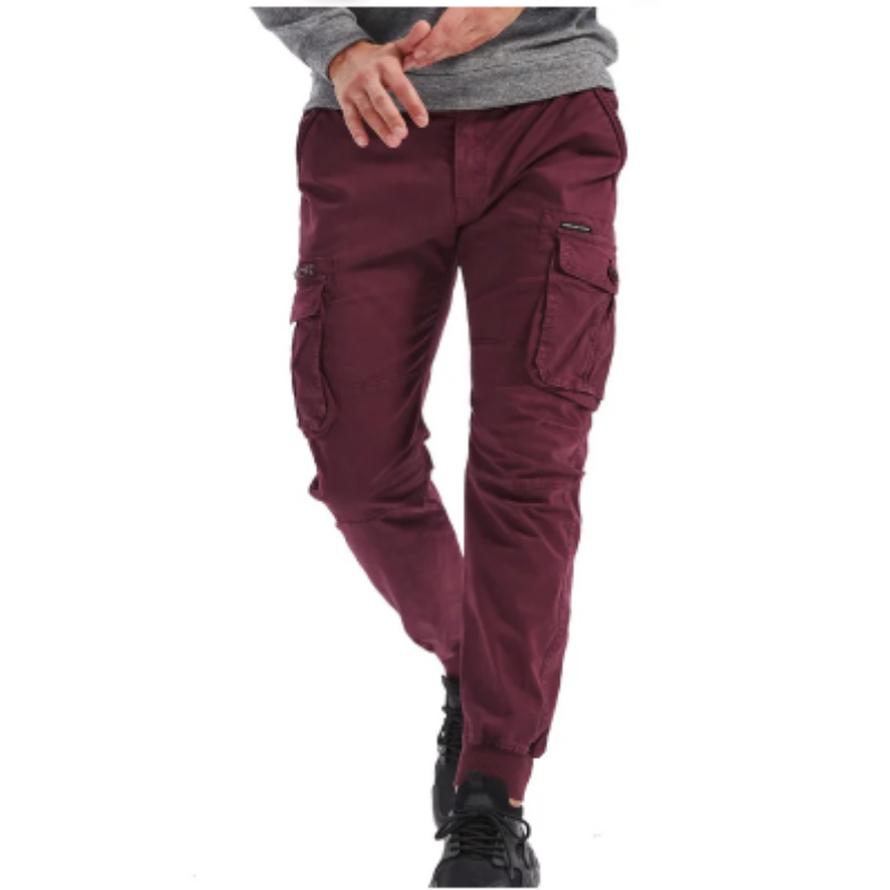 Wide drawstring - Cargo trousers for men - Comfortable outdoor trousers with pockets, elasticated waistband