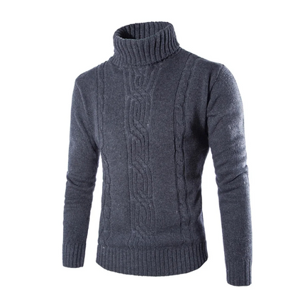 Turtleneck jumper men - Turtleneck jumper with cable knit pattern for cosiness