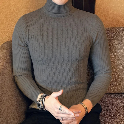 Turtleneck jumper men - cable knit, soft, slim fit, casual wear