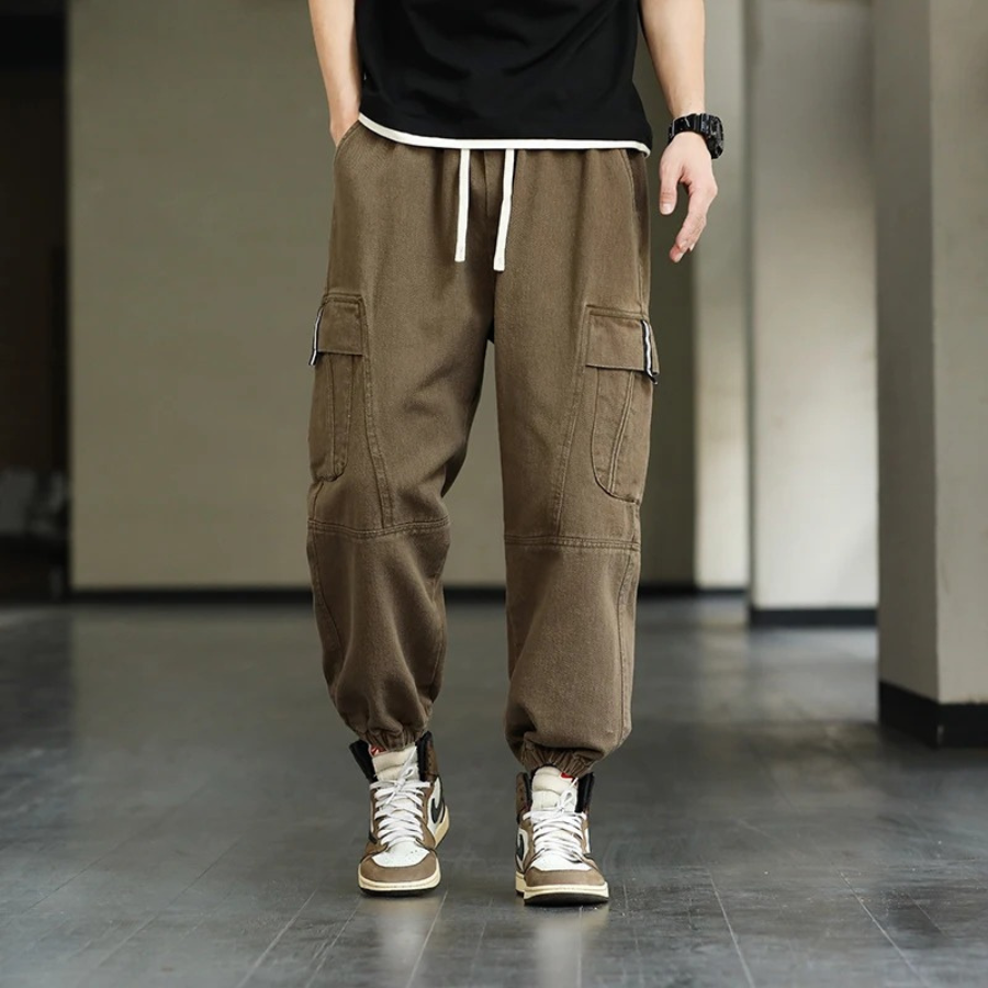 Cargo trousers men - Casual jogging trousers with side pockets, comfortable waistband