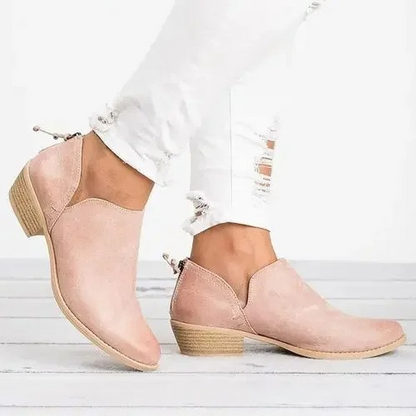 Entry Ankle Boots with Low Heel and Round Nose - Women's Ankle Boots