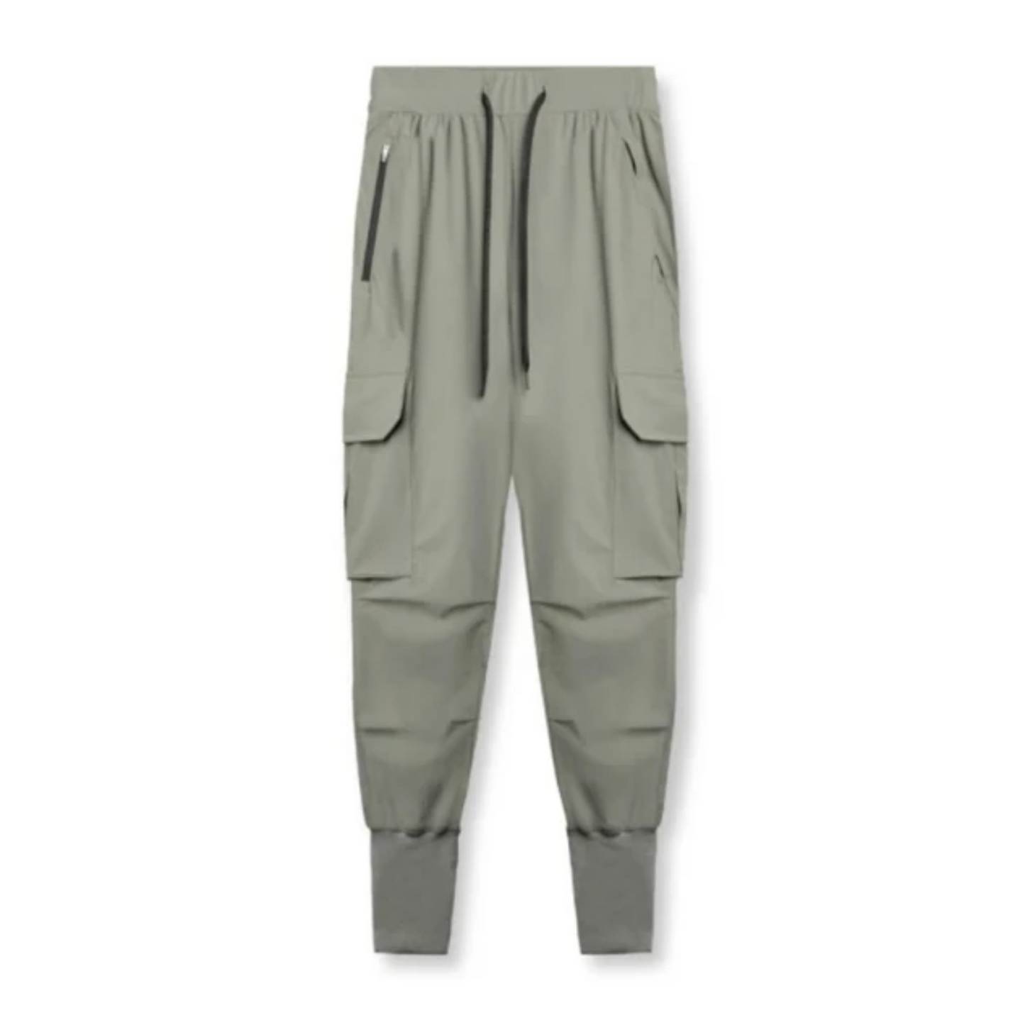 Beige colour straight fit multiple pocket cargo trousers mens