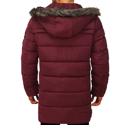 Men's parka winter jacket warmly lined with pockets and hood