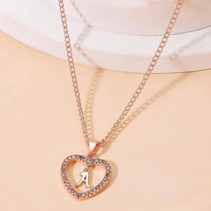 Crystal initials pavé heart necklace