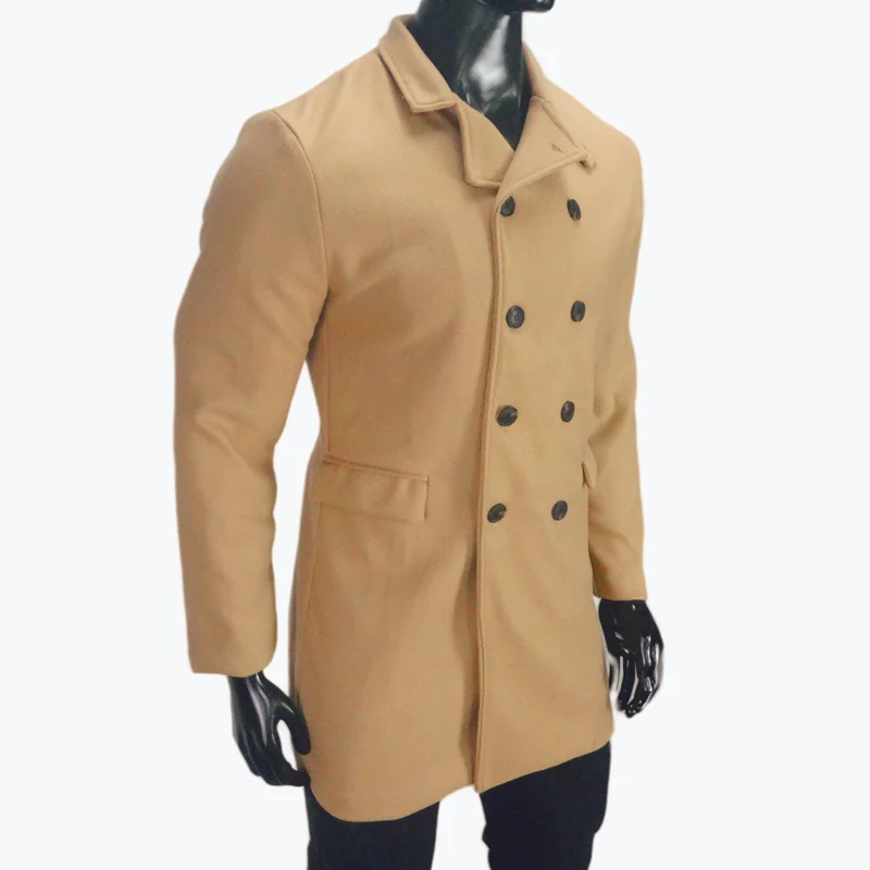 Double-breasted men's coat - Timeless wool coat with lapel collar