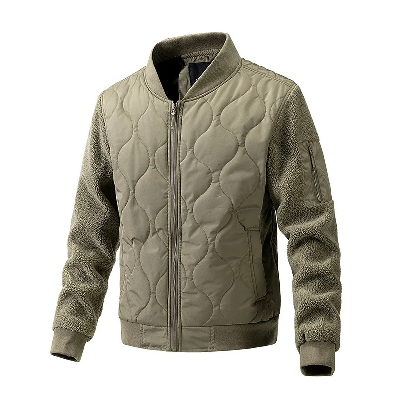 Men's quilted transitional jacket - With sherpa sleeves, Warm, With zip