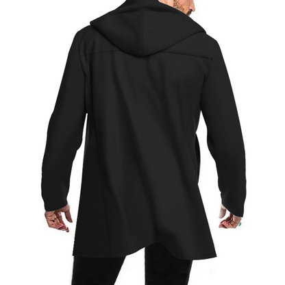 Modern men's coat - Double-buttoned coat with hood