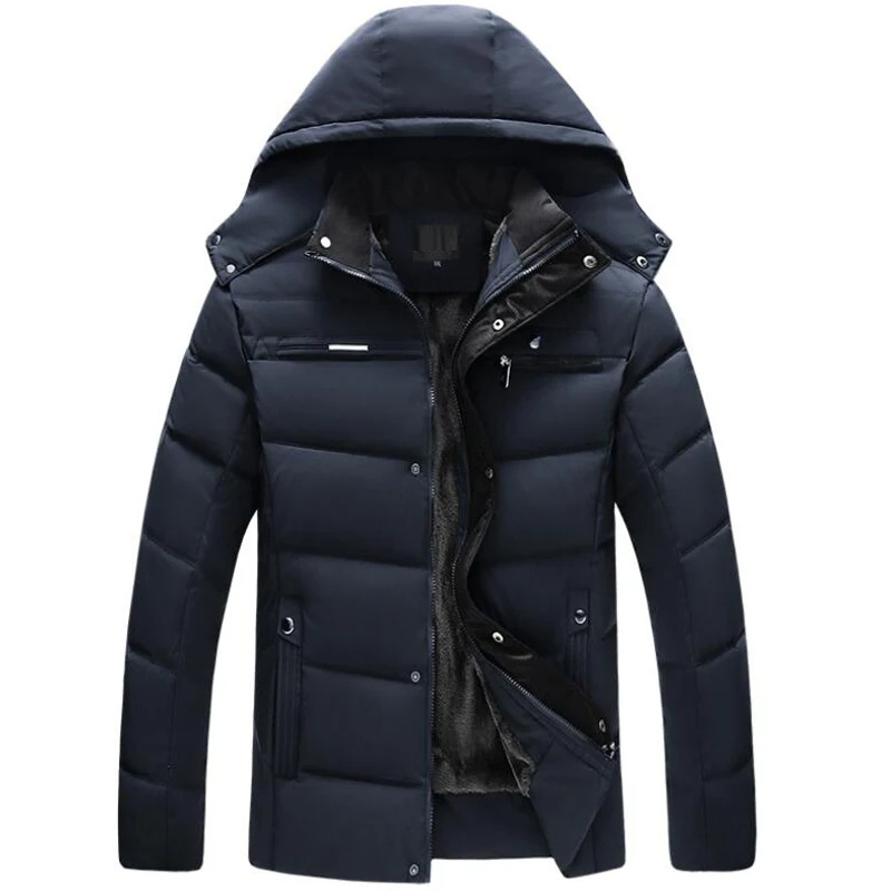 Men's parka winter jacket with fleece lining and hood