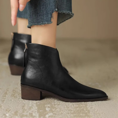 Modern Pointed Ankle Boots with Side Zip - Women's Ankle Boots