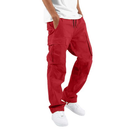 Cargo trousers men - Casual wide fit with side pockets, adjustable waistband