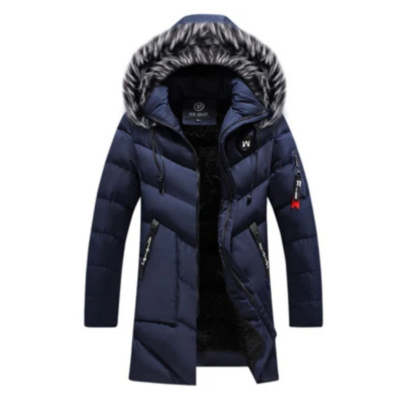 Men's parka winter jacket with fur hood and side zips