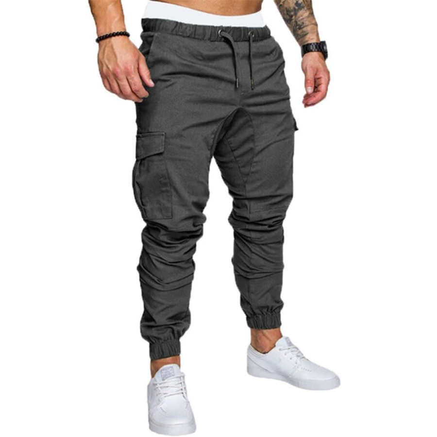 Cargo trousers men - Sporty jogging trousers with side pockets, elasticated waistband