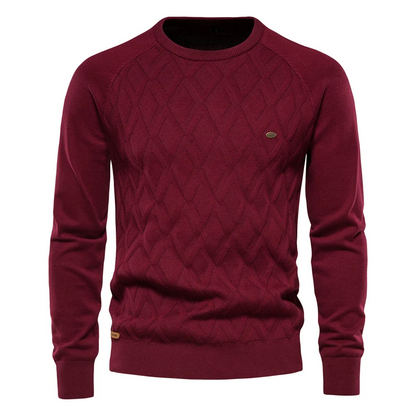 Structured round neck men's  sweater for an elegant appearance