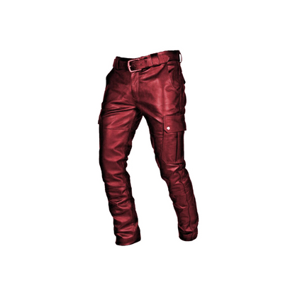 Cargo trousers for men - Fashionable leather trousers with pockets, robust workmanship