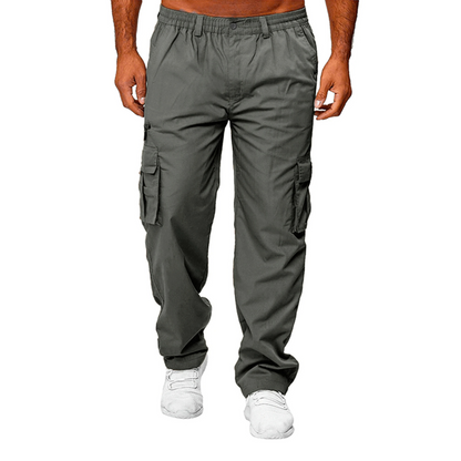 Straight multi-pocket cargo trousers for men