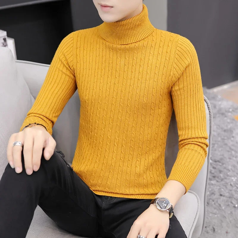 Knitted turtleneck jumper men | slim fit winter jumper