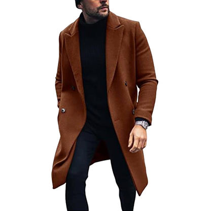 Timeless men's coat - Double-breasted wool coat with classic lapels