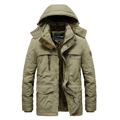 Men's lined parka jacket with durable design