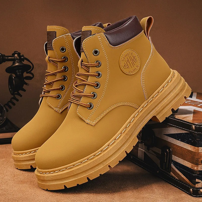 Men's boots with waterproof upper and sturdy rubber sole