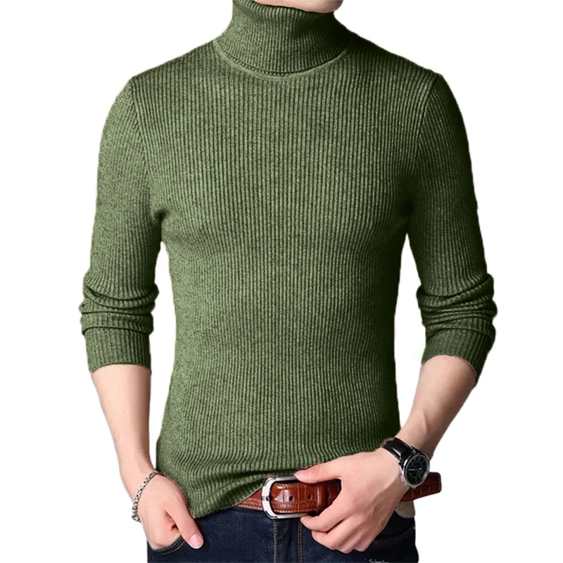 Ribbed knit jumper turtleneck jumper men