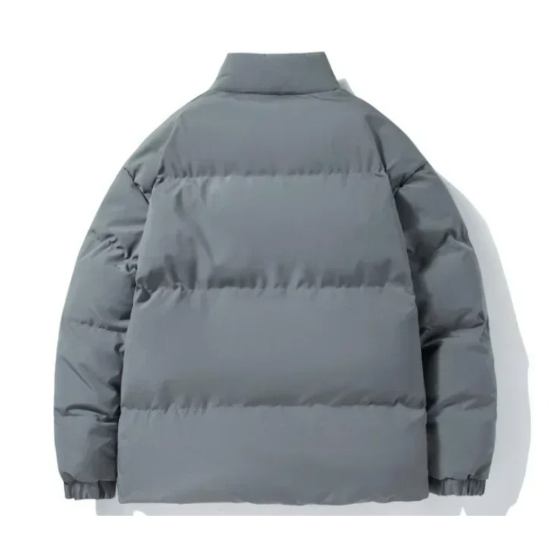 Men's puffer jacket with sherpa lining and stand-up collar