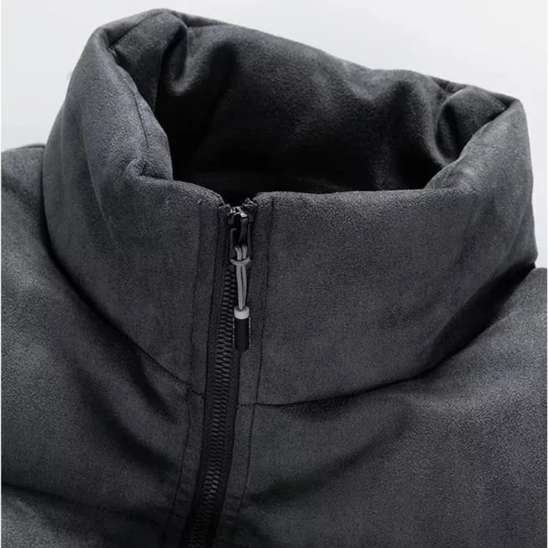 Men's puffer jacket with drawstring hem and front zip