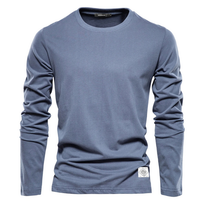 Long sleeve men's, round neck cotton shirt for men