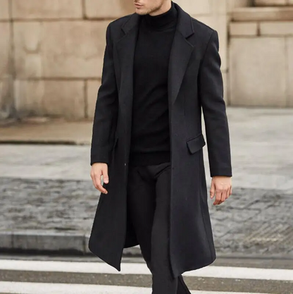 Long men's coat - Classic wool coat with slim fit