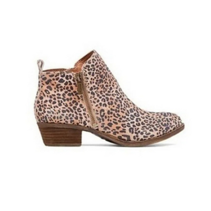 Ankle Boots with Low Heel and Vintage Finish - Women's Ankle Boots