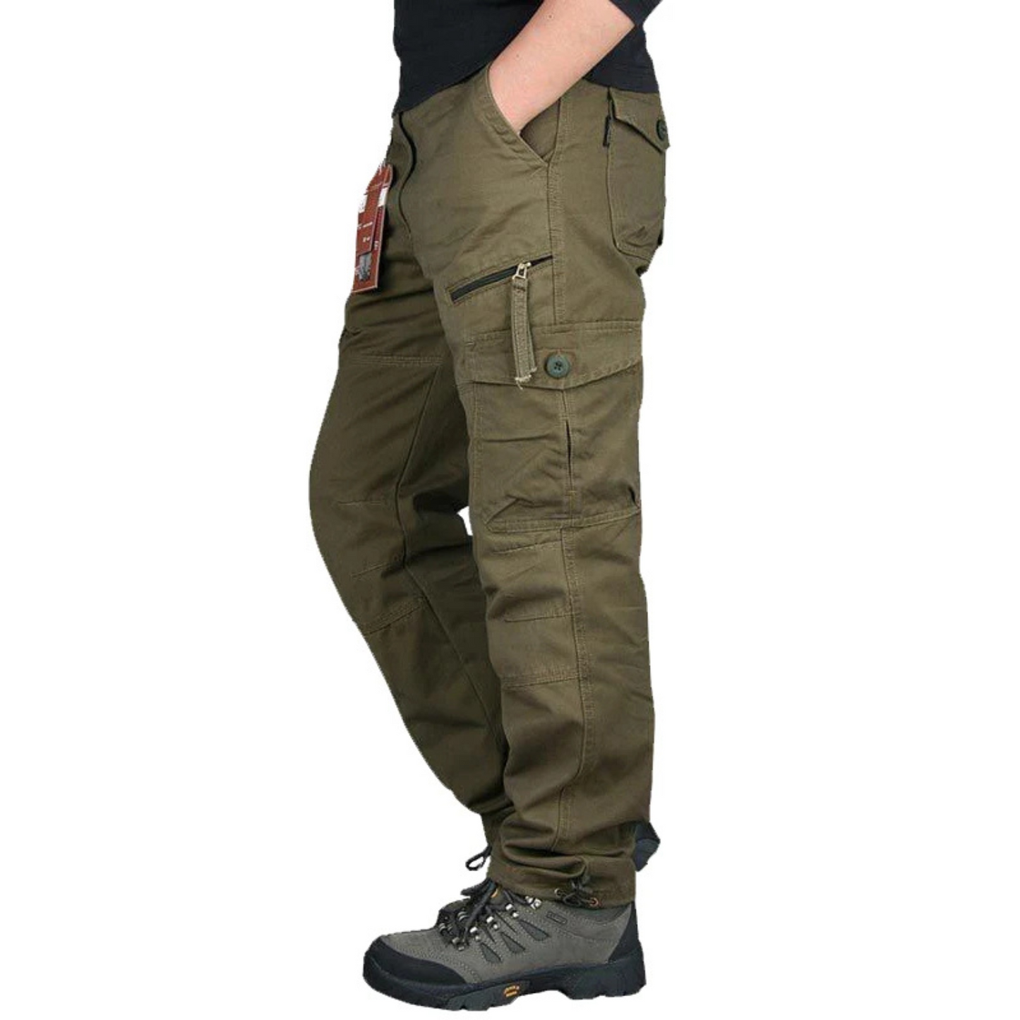 Large size stretch waist tactical cargo trousers mens