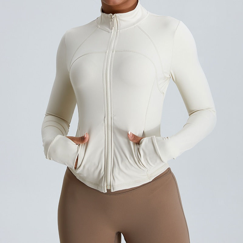 Figure-hugging long sleeve yoga shirt