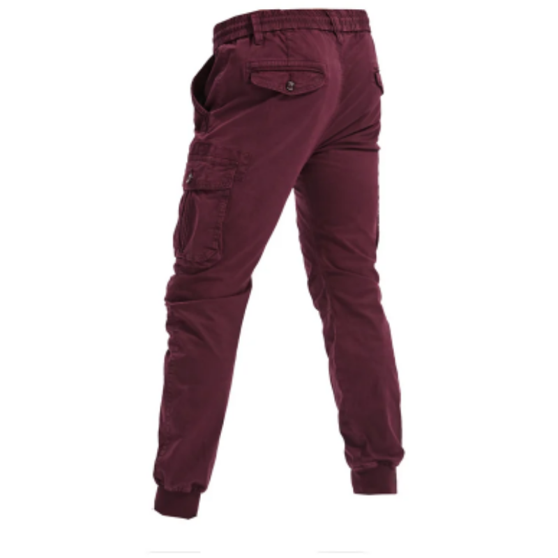 Wide drawstring - Cargo trousers for men - Comfortable outdoor trousers with pockets, elasticated waistband