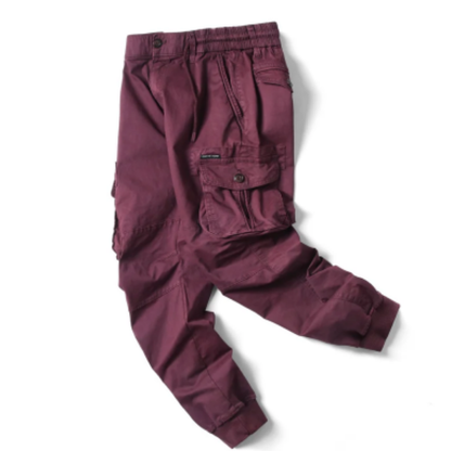 Wide drawstring - Cargo trousers for men - Comfortable outdoor trousers with pockets, elasticated waistband