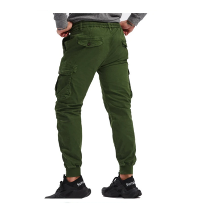 Wide drawstring - Cargo trousers for men - Comfortable outdoor trousers with pockets, elasticated waistband