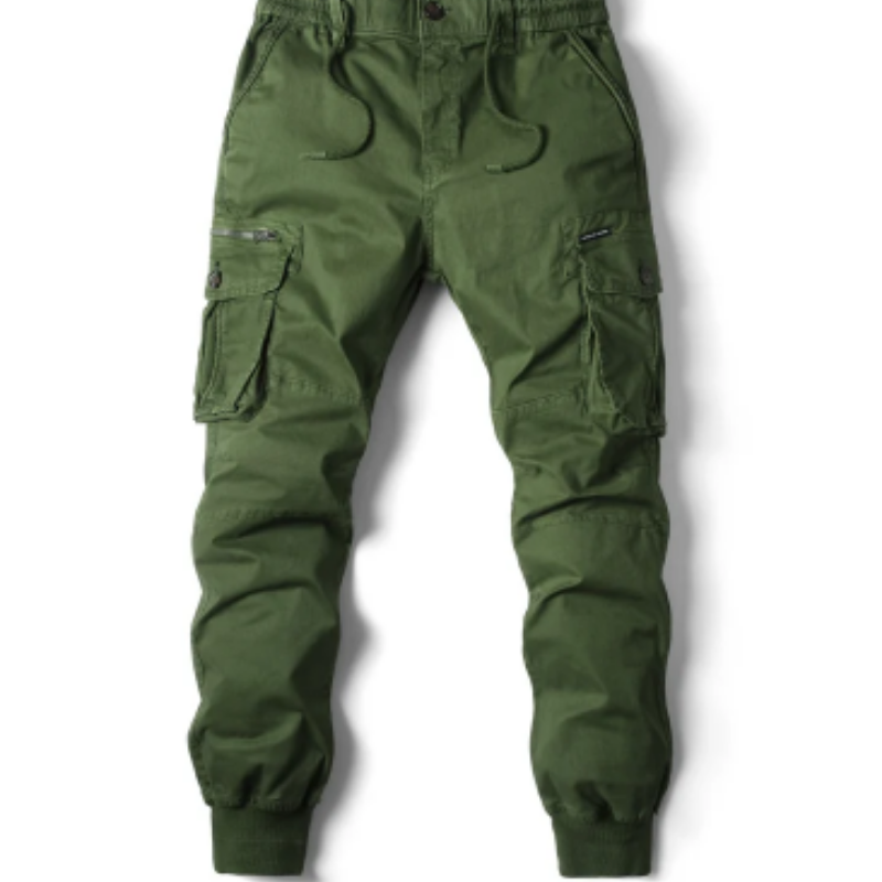 Wide drawstring - Cargo trousers for men - Comfortable outdoor trousers with pockets, elasticated waistband