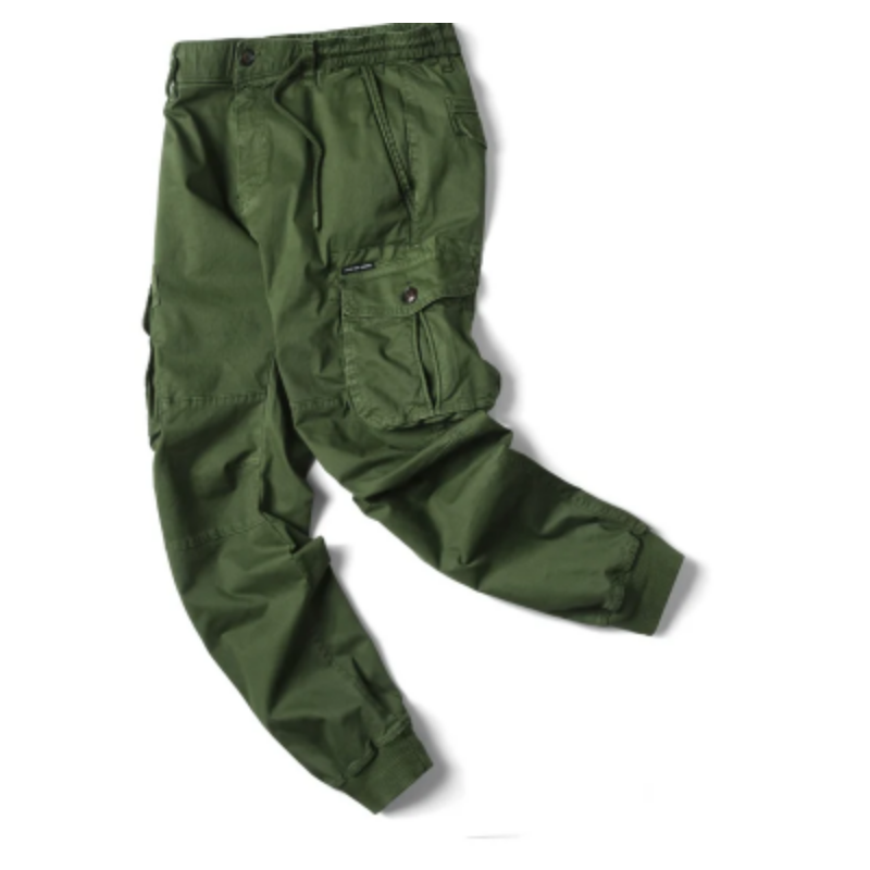 Wide drawstring - Cargo trousers for men - Comfortable outdoor trousers with pockets, elasticated waistband