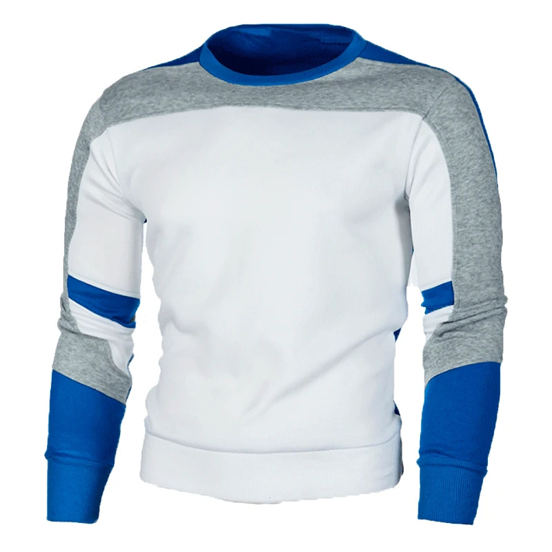 Men's sweater with colour block, round neck casual pullover sweatshirt