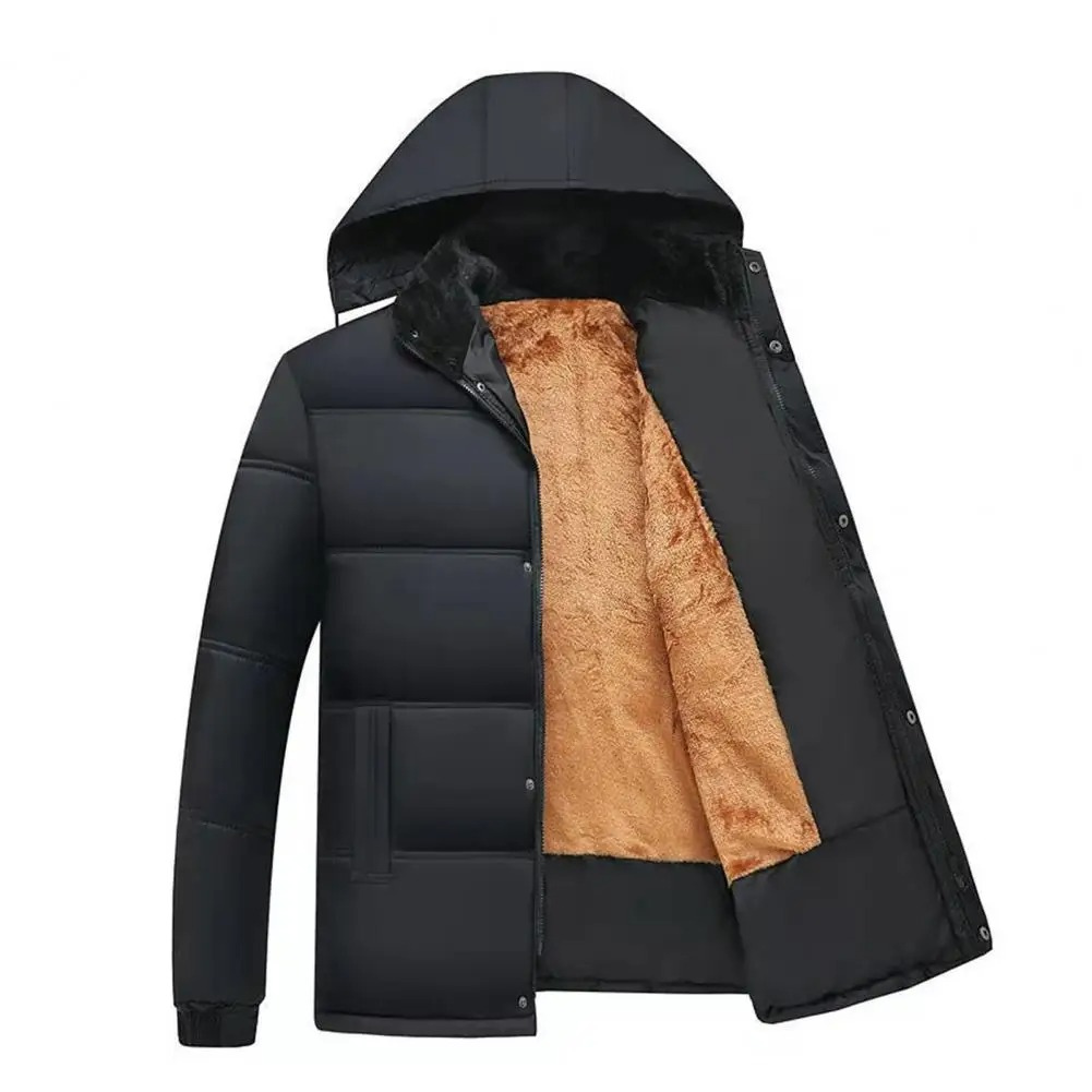 Men's puffer jacket with hood and warming lining