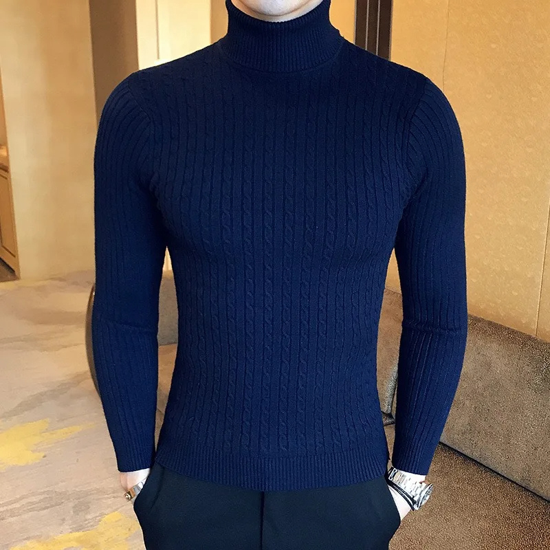 Turtleneck jumper men - Elegant turtleneck jumper with cable pattern