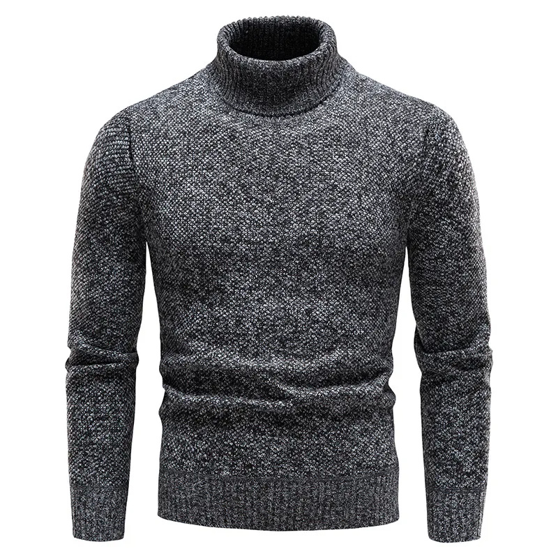 Turtleneck jumper men - Warm turtleneck jumper with melange effect