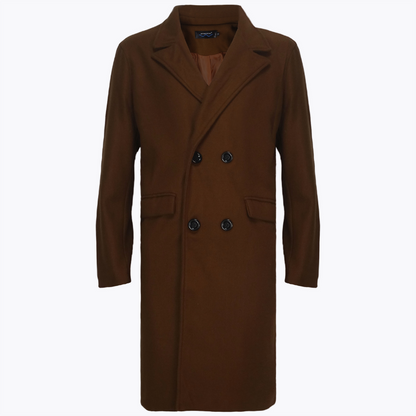 Timeless men's coat - Double-breasted wool coat with classic lapels