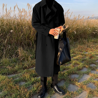 Modern men's coat - Long trench coat with a loose fit