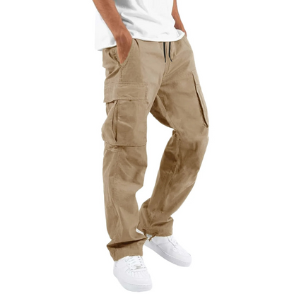 Cargo trousers men - Casual wide fit with side pockets, adjustable waistband