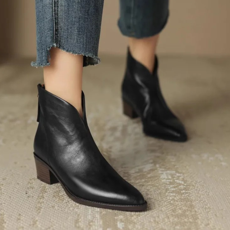 Modern Pointed Ankle Boots with Side Zip - Women's Ankle Boots