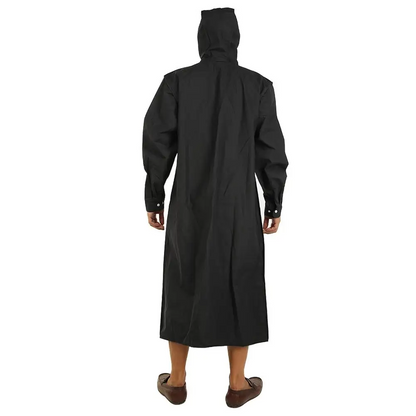 Men's mackintosh long waterproof with hood and press studs