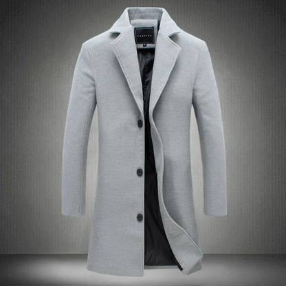 Elegant men's coat - Classic wool coat with slim-fit cut