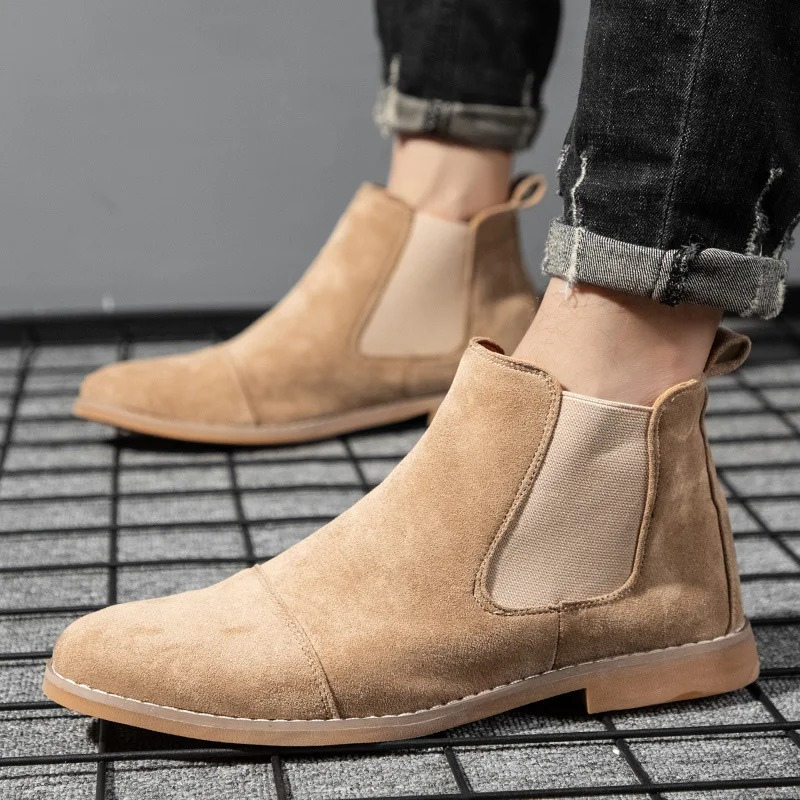 Modern suede Chelsea boots for men with comfortable sole