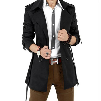 Modern men's coat - Stylish trench coat with double-breasted design