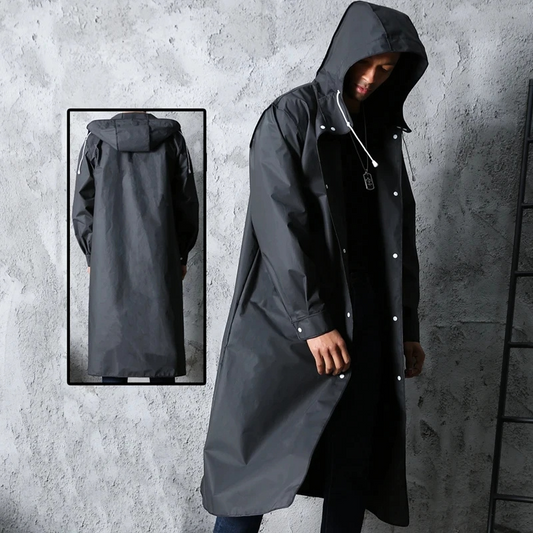 Men's mackintosh long waterproof with adjustable hood