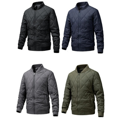 Men's quilted transitional jacket - Lightweight, diamond pattern, with zip